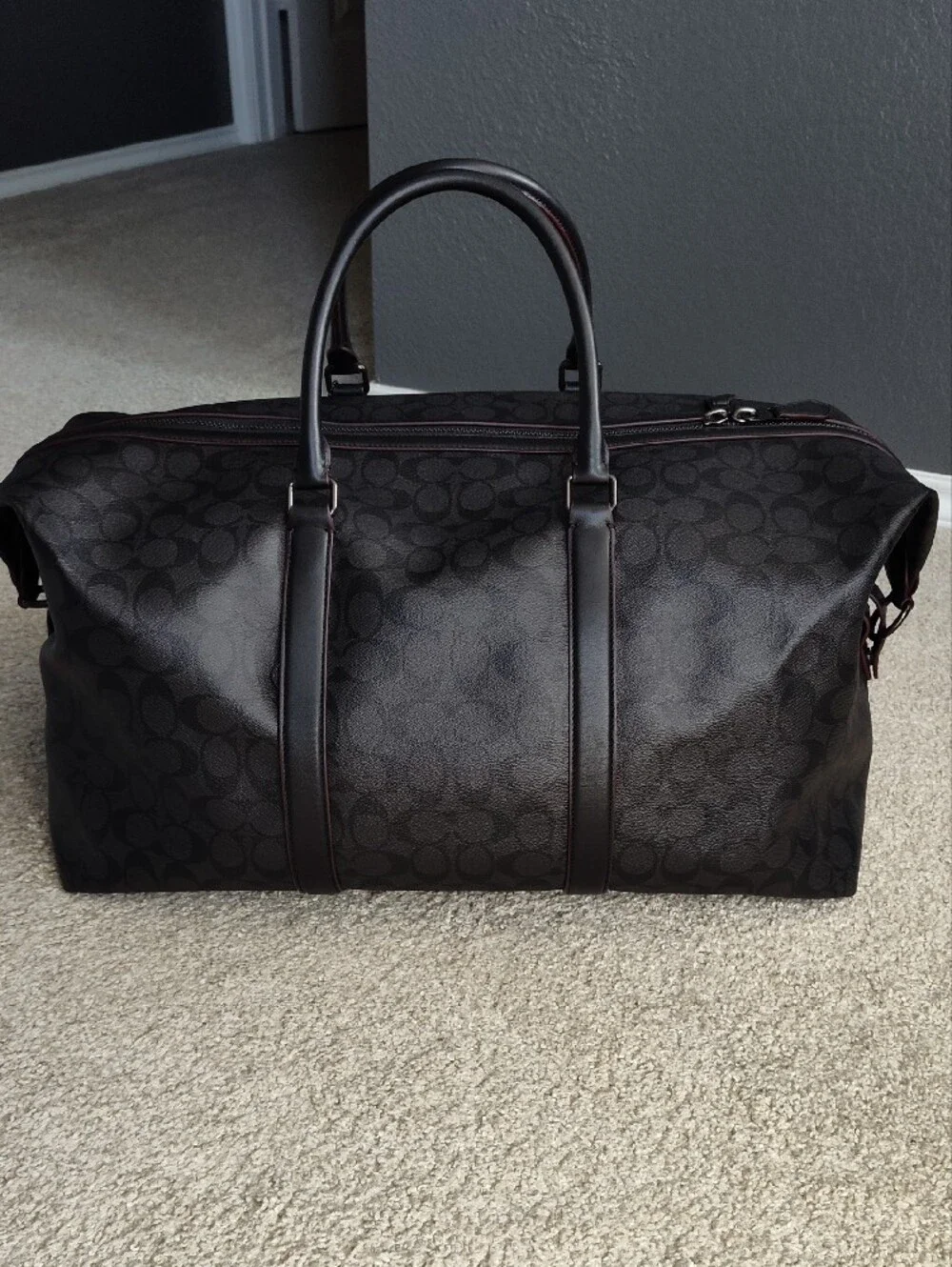 Coach Men's Signature Duffel Bag in Black/Black/Oxblood